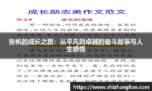 张帆的成长之路：从平凡到卓越的奋斗故事与人生感悟
